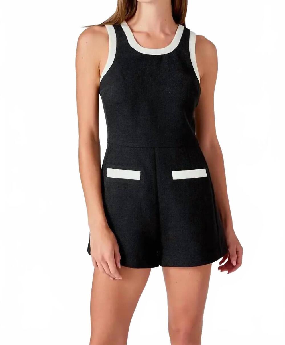 NEW ENDLESS ROSE contrast romper in black